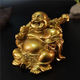 Statue Bouddha rieur doré en résine