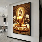 Tableau Bouddha en méditation sur lotus