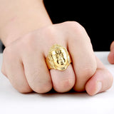 Bague Bouddha acier visage doré