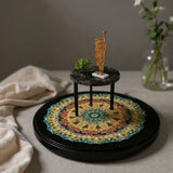 Tapis rond mandala imprimé porté