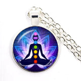 Pendentif bouddha 7 chakras, cabochon 25 mm