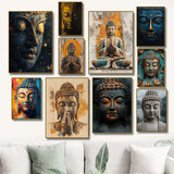 Tableau Bouddha visage patiné sur toile