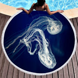 Serviette de plage ronde motif méduses