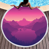 Serviette de plage ronde paysage violet