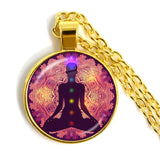 Pendentif bouddha 7 chakras, cabochon 25 mm