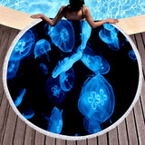 Serviette de plage ronde motif méduses