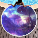 Serviette de plage ronde paysage violet