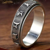 Bague Bouddha Amitabha Homme, Finition Argentée