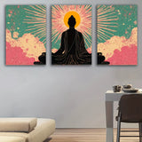 Tableau Bouddha assis 3 panneaux