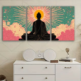 Tableau Bouddha assis 3 panneaux