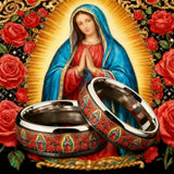 Bague icônes religieuses en acier