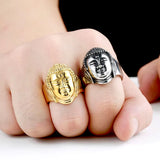 Bague Bouddha acier visage doré