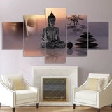 Tableau bouddha zen 5 panneaux