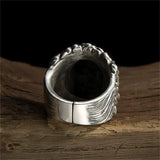 Bague Bouddha Amitabha Homme, Finition Argentée