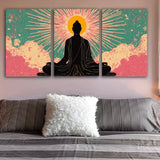 Tableau Bouddha assis 3 panneaux