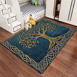 Tapis Arbre Doré Fond Bleu