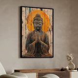 Tableau Bouddha visage patiné sur toile