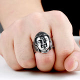 Bague Bouddha acier visage doré