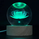 Statue boule de cristal lotus lumineuse