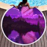 Serviette de plage ronde paysage violet