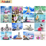 Peinture au diamant Bouddha et fleurs