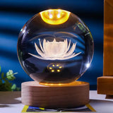 Statue boule de cristal lotus lumineuse