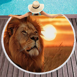 Serviette de plage ronde lion