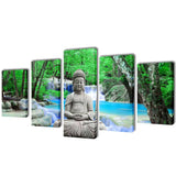 Tableau Bouddha 5 panneaux cascade