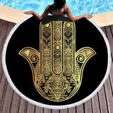 Serviette de plage ronde Hamsa 150 cm