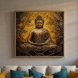 Tableau Bouddha Fleur Doré sur Toile porté