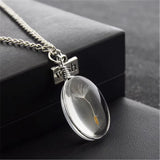 Collier pendentif pissenlit sous verre