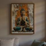 Tableau Bouddha visage patiné sur toile porté