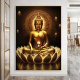 Tableau Bouddha en méditation sur lotus