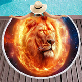 Serviette de plage ronde lion