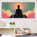 Tableau Bouddha assis 3 panneaux