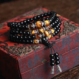 Bracelet mala en onyx et œil de tigre noir