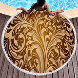 Serviette de plage ronde florale dorée