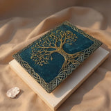 Tapis Arbre Doré Fond Bleu porté