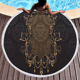 Serviette de plage ronde florale dorée