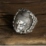 Bague Bouddha Amitabha Homme, Finition Argentée
