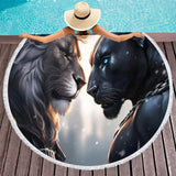 Serviette de plage ronde lion