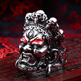 Bague Bouddha acier visage doré