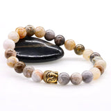 Bracelet bouddhiste onyx et tête de Bouddha