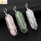 Collier pointe de cristal arbre de vie
