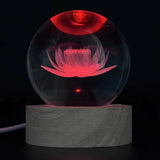 Statue boule de cristal lotus lumineuse