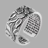 Bague Bouddha lotus et Sutra du Cœur