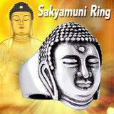 Bague Bouddha acier visage doré