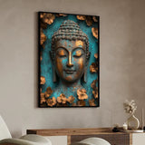 Tableau Bouddha visage patiné sur toile