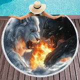 Serviette de plage ronde lion
