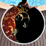 Serviette de plage ronde florale dorée